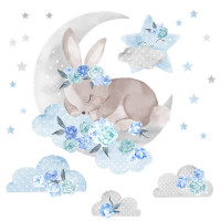 Dekorácia na stenu SECRET GARDEN Sleeping Rabbit - Spiaci zajačik modrý 