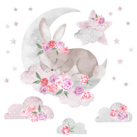 Dekorácia na stenu SECRET GARDEN Sleeping Rabbit - Spiaci zajačik ružový 