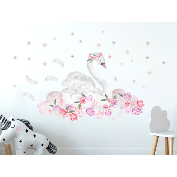 Dekorácia na stenu SECRET GARDEN Swan - Labuť ružová