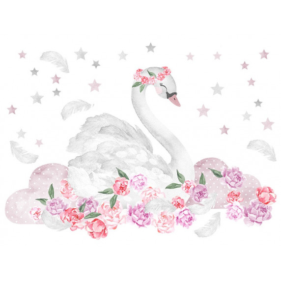 Dekorácia na stenu SECRET GARDEN Swan - Labuť ružová