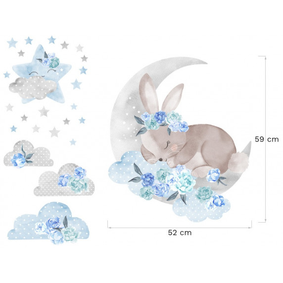 Dekorácia na stenu SECRET GARDEN Sleeping Rabbit - Spiaci zajačik modrý