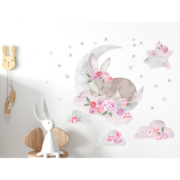 Dekorácia na stenu SECRET GARDEN Sleeping Rabbit - Spiaci zajačik ružový