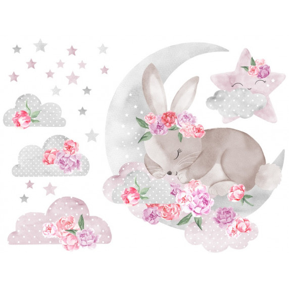 Dekorácia na stenu SECRET GARDEN Sleeping Rabbit - Spiaci zajačik ružový