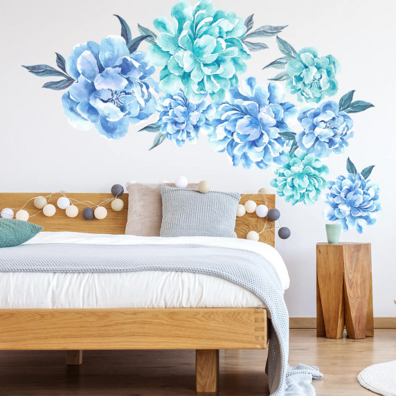Dekorácia na stenu SECRET GARDEN Peonies - Kvety pivonky modré