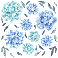 Dekorácia na stenu SECRET GARDEN Peonies - Kvety pivonky modré 