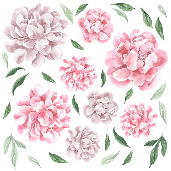 Dekorácia na stenu SECRET GARDEN Peonies - Kvety pivonky ružové