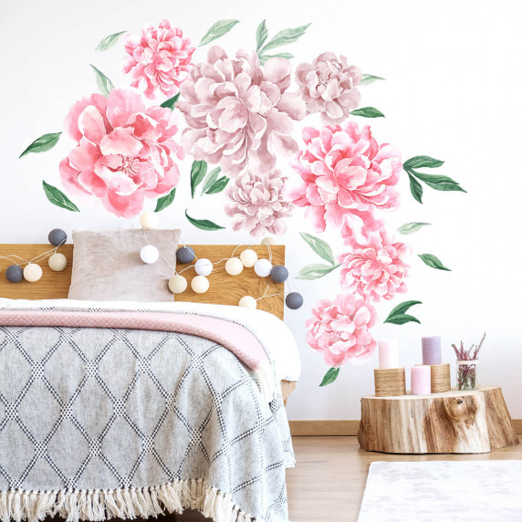 Dekorácia na stenu SECRET GARDEN Peonies - Kvety pivonky ružové