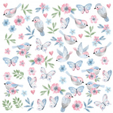 Dekorácia na stenu ANIMALS Birds - Vtáčiky s motýlikmi - pink Preview