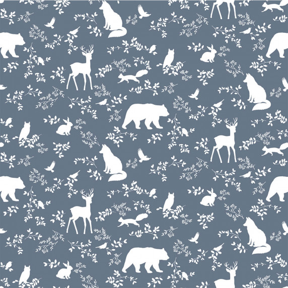 Tapeta na stenu PASTELOWE Wallpapers Forest Animals - modrá, lesné zvieratká