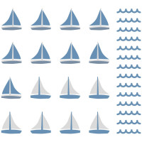Dekorácia na stenu SAILBOATS - plachetnica modrá 