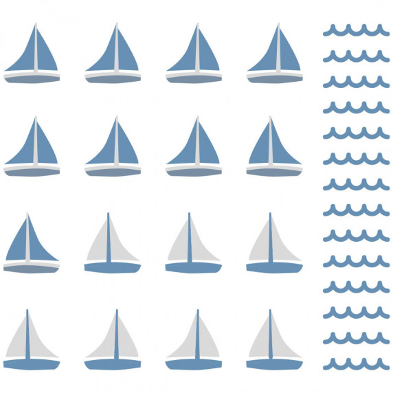 Dekorácia na stenu SAILBOATS - plachetnica modrá