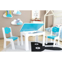 Detský stôl s úložným priestorom a stoličkami Obláčik - modrý 
