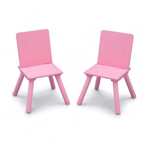 Detský stôl so stoličkami - bielo-ružový