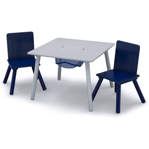 Detský stôl so stoličkami - šedo-modrý