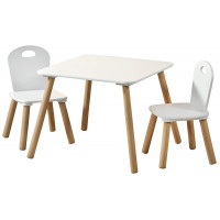 Detský stôl so stoličkami SCANDI - biely/naturálne drevo 