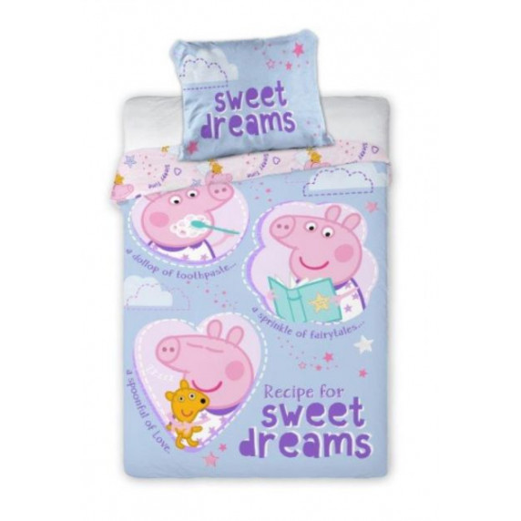 Detské posteľné obliečky 135 x 100 cm Peppa Pig Sweet dreams 