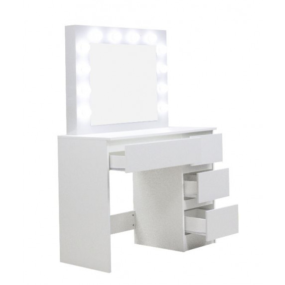 Toaletný stolík s LED osvetlením a 4 zásuvkami Aga MRDT05-MW-S - matný biely