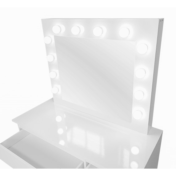 Toaletný stolík s LED osvetlením a 4 zásuvkami Aga MRDT05-GW
