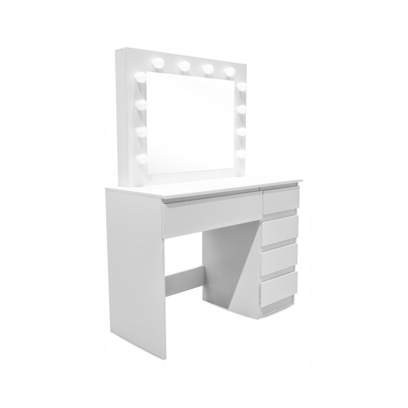 Toaletný stolík so zrkadlom, osvetlením a el.zásuvkou Lesklý biely Aga MRDT06-GW-S