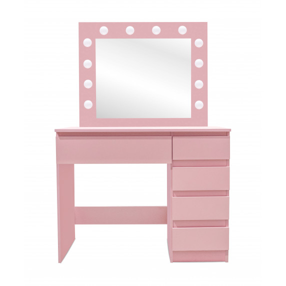 Toaletný stolík so zrkadlom, osvetlením a el.zásuvkou ružový Aga MRDT06-Pink-S