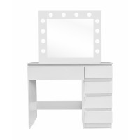Toaletný stolík so zrkadlom, osvetlením a el.zásuvkou Lesklý biely Aga MRDT06-GW-S 