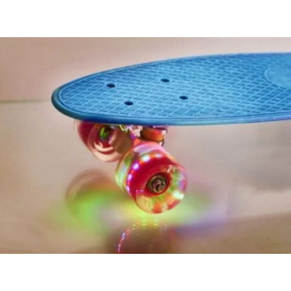 Skateboard s LED kolieskami Frisbee - modrý
