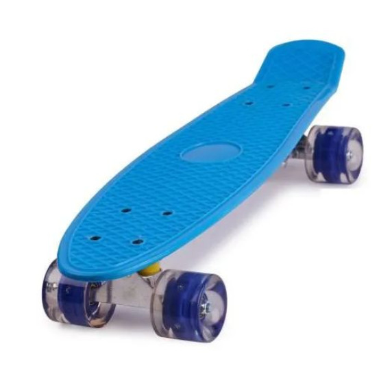 Skateboard s LED kolieskami Frisbee - modrý