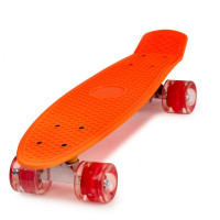 Skateboard s LED kolieskami Frisbee - oranžový 