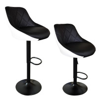 Barová stolička 2 kusy Aga MR2000BW-Black - čierny rám/čierno-biela 
