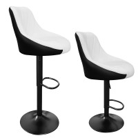 Barová stolička 2 kusy Aga MR2000WB-Black - čierny rám/biela-čierna 