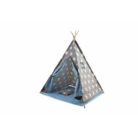 Detský indiánsky stan s vankúšikom Hviezdy Aga4Kids - sivo/modrý MR7004 