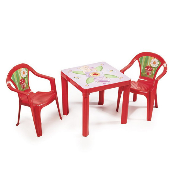 2 stoličky + 1 stolík - Červená Inlea4Fun
