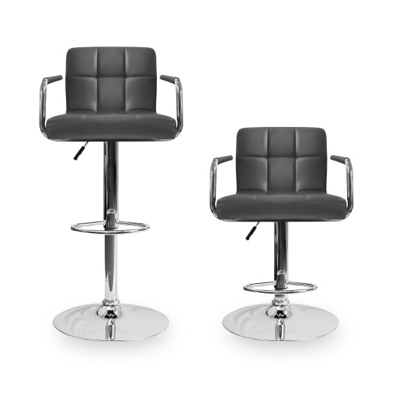 2x Barová stolička s podpierkami rúk AGA 2xMR2010GREY - sivá