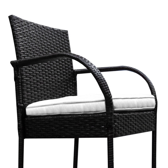 Ratanová barová stolička s podpierkami rúk 2 kusy - biela