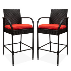 Ratanová barová stolička s lakťovými opierkami 2 kusy AGA MR4421Red - červená Preview