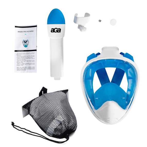 Celotvárová šnorchlovacia maska ​​S/M AGA DS1121WH-BLU - biela/modrá