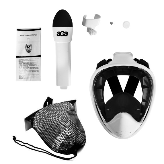 Celotvárová šnorchlovacia maska ​​S/M AGA DS1121WH-BL - biela/čierna