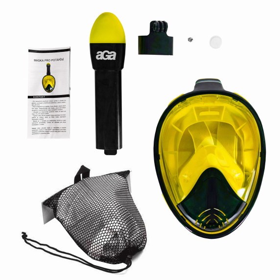 Celotvárová šnorchlovacia maska ​​S/M AGA DS1121BL-YL - čierna/žltá