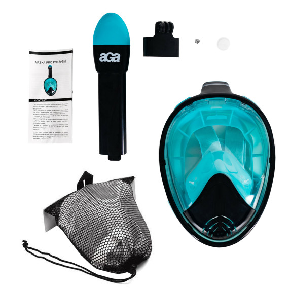 Celotvárová šnorchlovacia maska ​​S/M AGA DS1121BL-GR - čierna/modrá