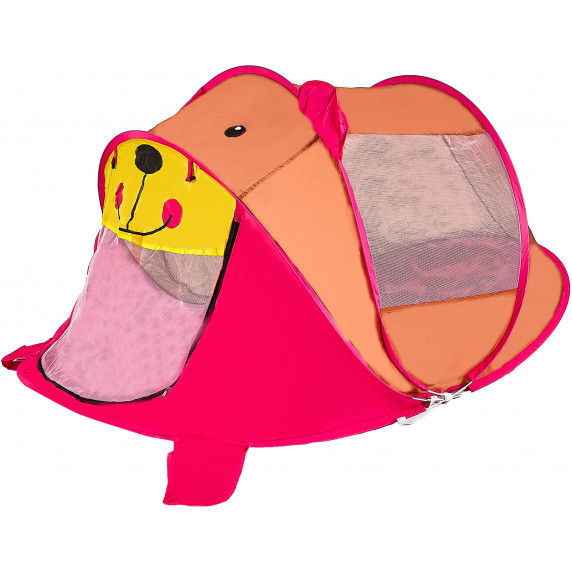 Detský samorozkládací stan Aga4Kids ST-032 Bear - Veľký ružový/hnedý medvedík