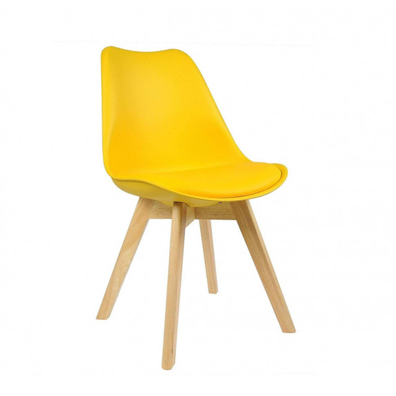 Jedálenská stolička s drevenými nohami AGA MR2035Y - žltá