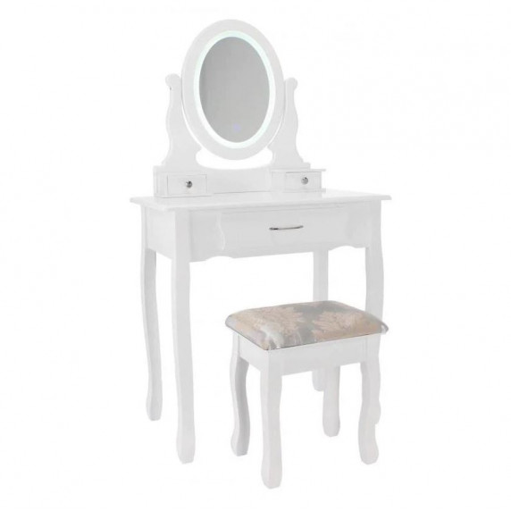 Toaletný stolík s LED osvetlením a stoličkou Chomik PHO0052LED