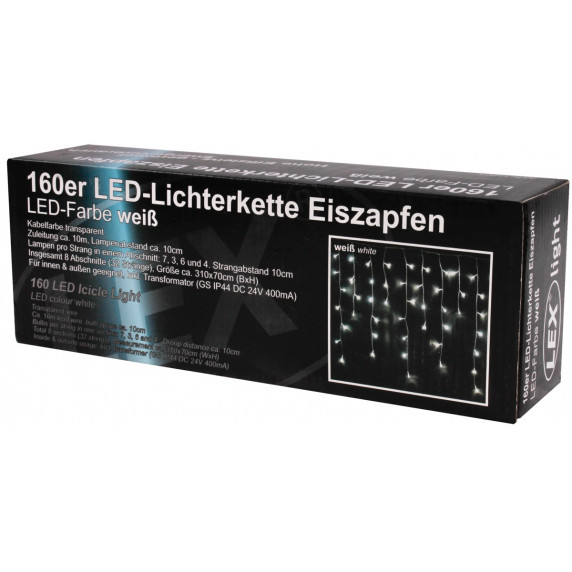 Linder Exclusiv Vianočný svetelný dážď 160 LED LK007I - Studená biela