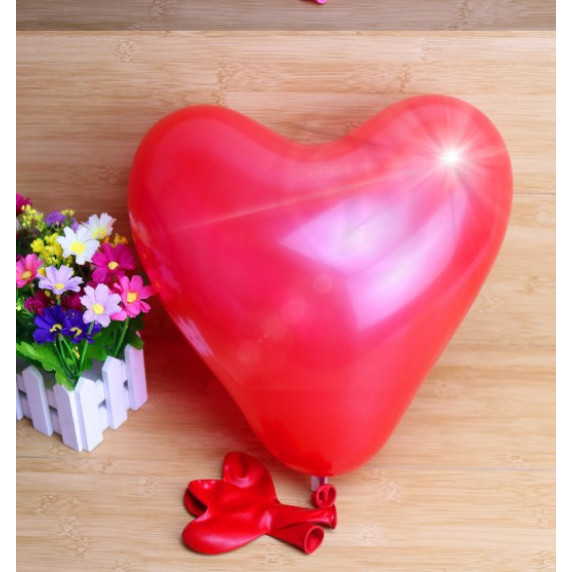 Latexový balónik v tvare srdca s LED diódou 25 cm Aga4Kids - červený