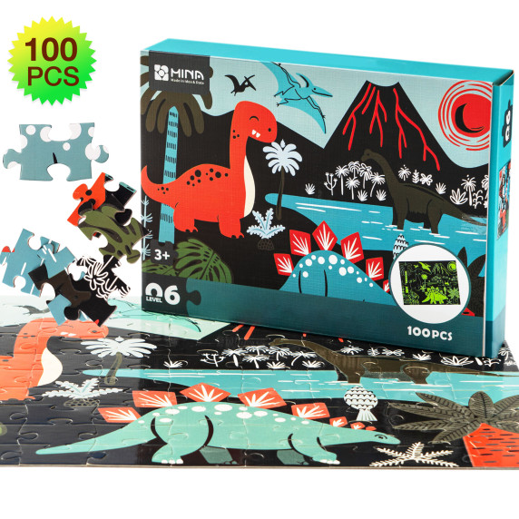 Detské svietiace puzzle Dinosaury 100 dielikov Aga4Kids MR1457