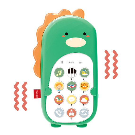 Detský telefón so zvukovými efektmi Aga4Kids MR1390-Green - dinosaurus zelený