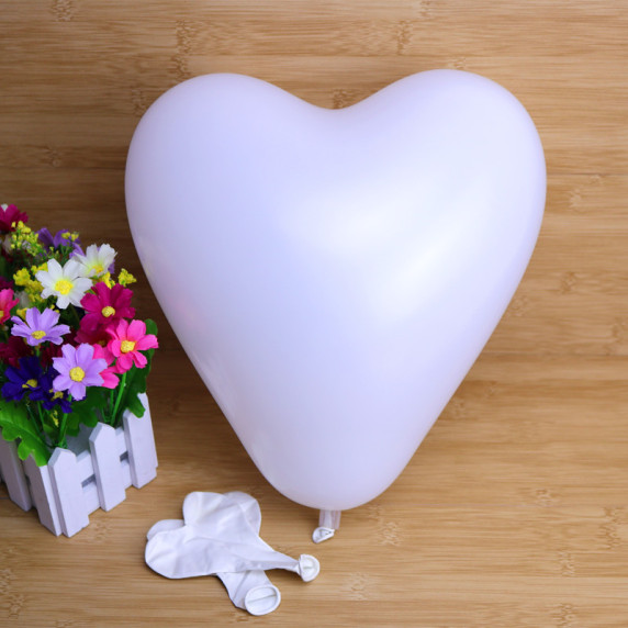 Latexový balónik v tvare srdca 25 cm 10 ks Aga4Kids - biely
