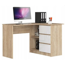 Rohový písací stôl pravý 124 x 85 x 77 cm AKORD CLP - dub sonoma/biely lesklý Preview