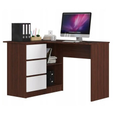 Rohový písací stôl ľavý 124 x 85 x 77 cm AKORD CLP - wengw/biela Preview