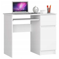 Písací stôl pravý 90 x 55 x 77 cm AKORD Pixel - biely 